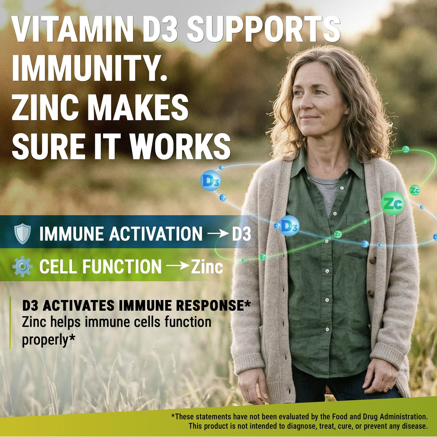 New Elements Vitamin D3 K2 with Magnesium Glycinate + Zinc & Calcium 60 Capsules