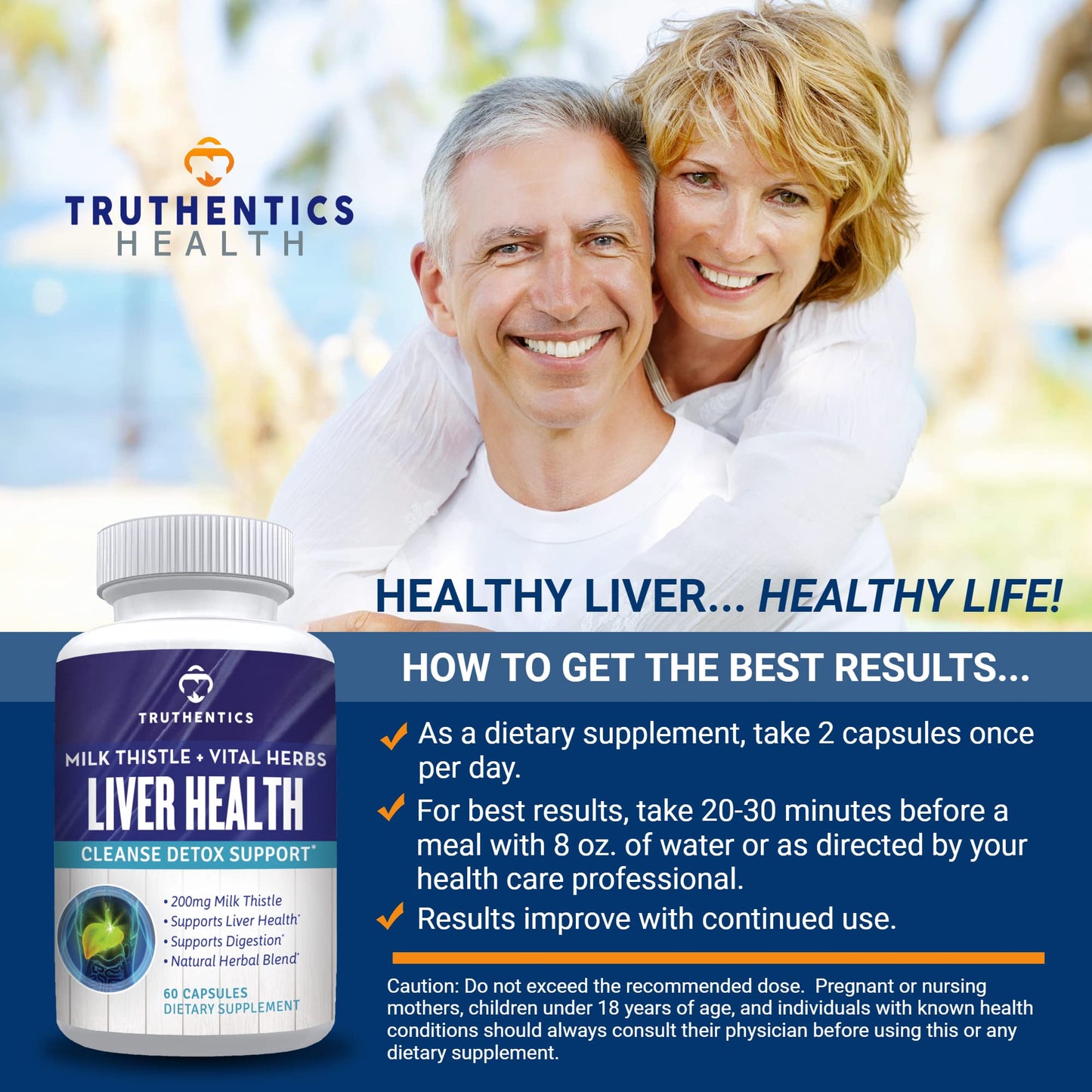 TRUTHENTICS Liver Health Milk Thistle Capsules, 60 Count