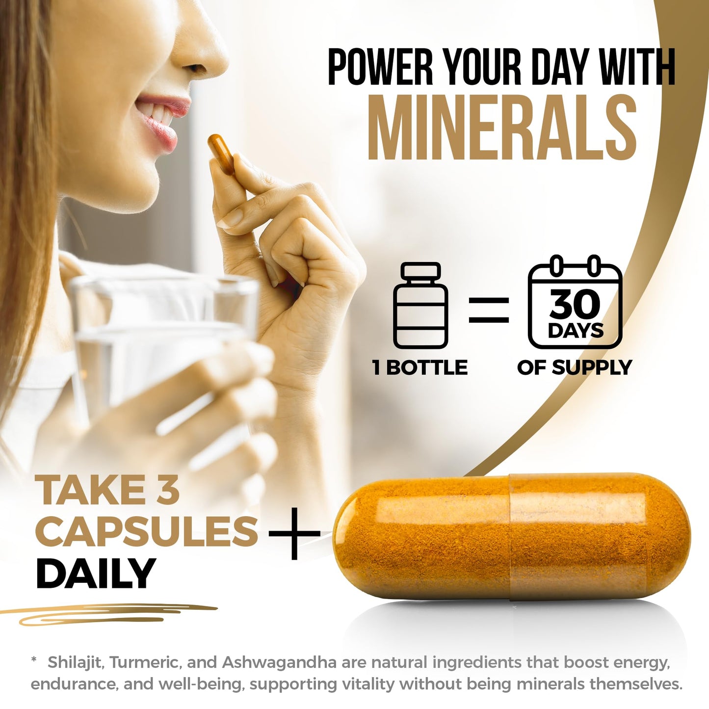 Vita Guard Himalayan Shilajit + Ashwagandha & Turmeric Vegan Capsules, 90 Capsules