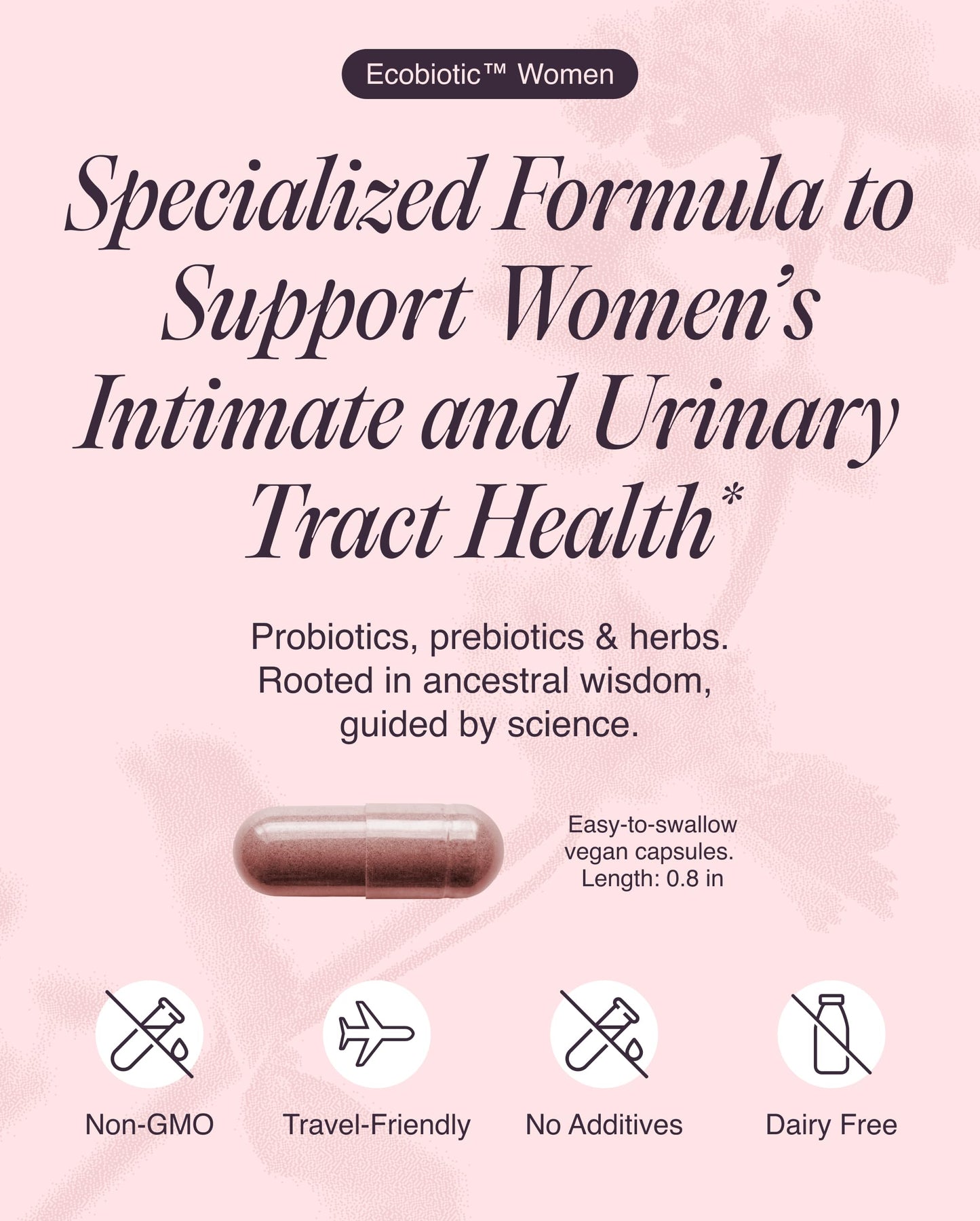 Ecosh Women's Probiotic for pH Balance, Urinary Tract & Gut Health, 60 Capsules
