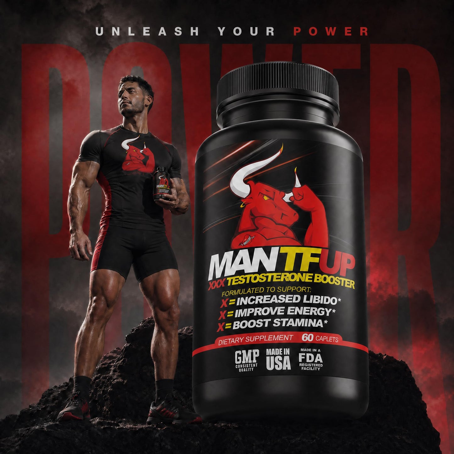 MANTFUP Vitality Enhancer for Men Testosterone Booster 60 Capsules