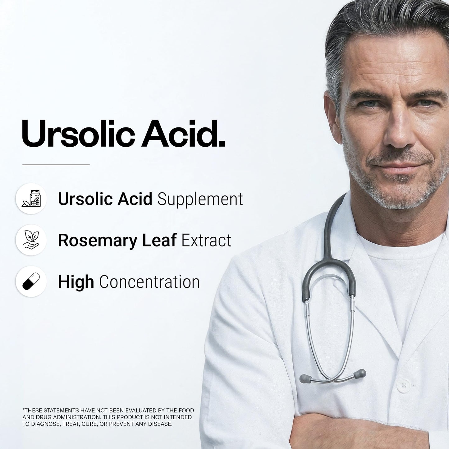 Supersmart Ursolic Acid 300mg per Day (Well-Tolerated) Rosemary Leaf Extract Supplement Capsules 90 Count