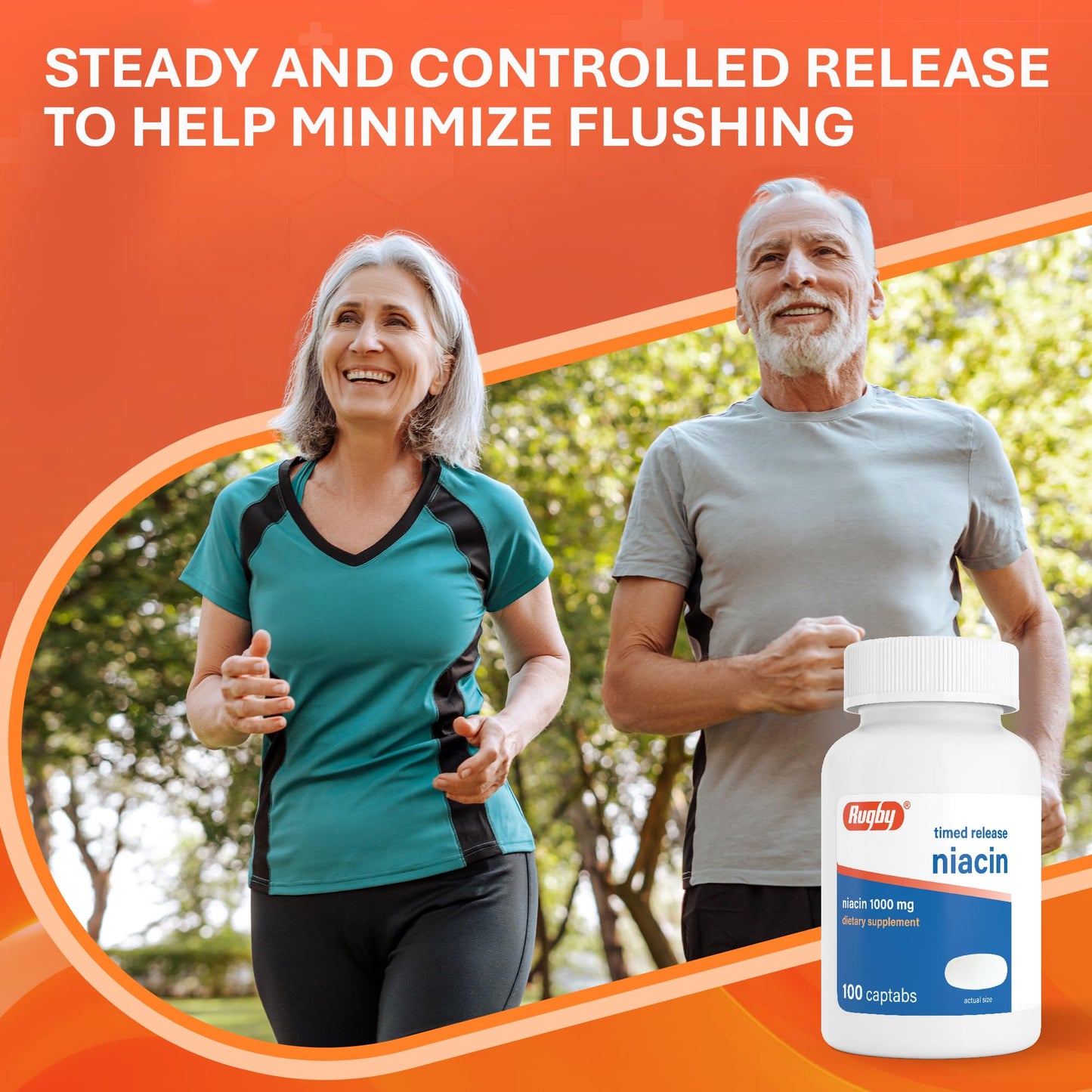 Rugby Laboratories Timed-Release Niacin 1000mg Dietary Supplement, 100 Tablets