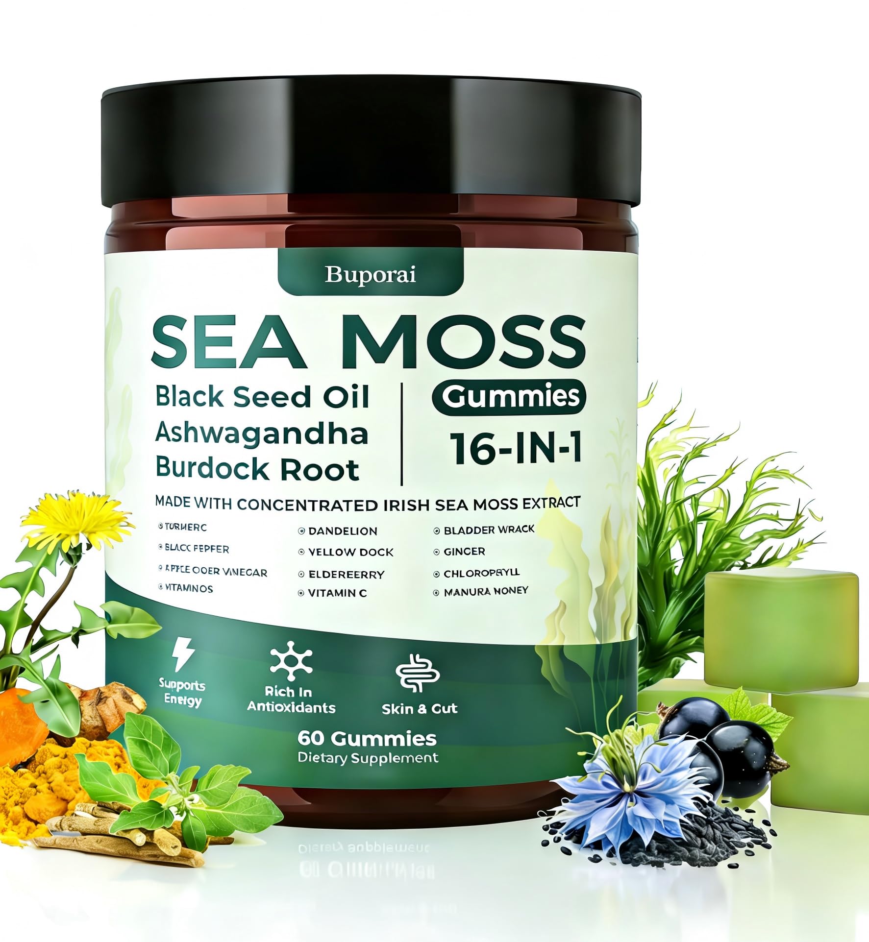 Buporai Sea Moss Gummies 60 Count