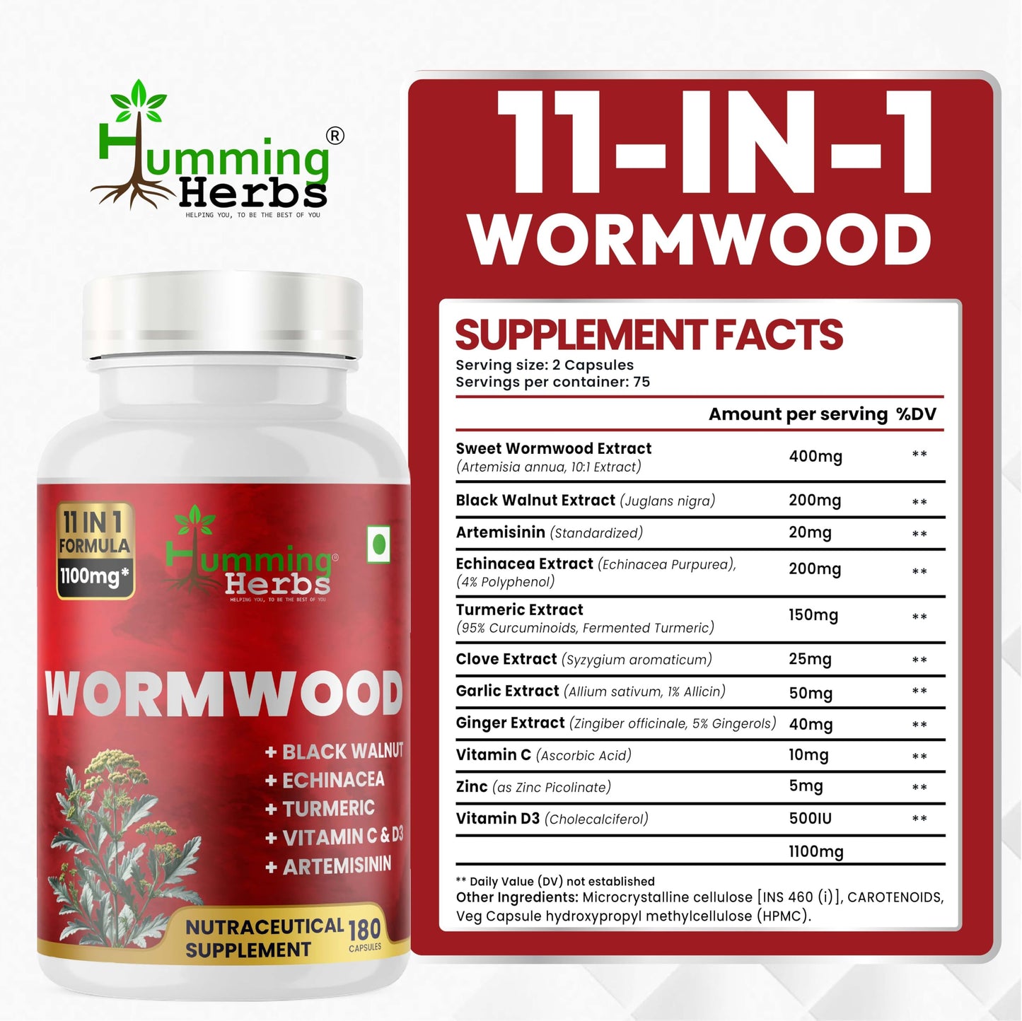 Humming Herbs Wormwood Complex 180 Capsules