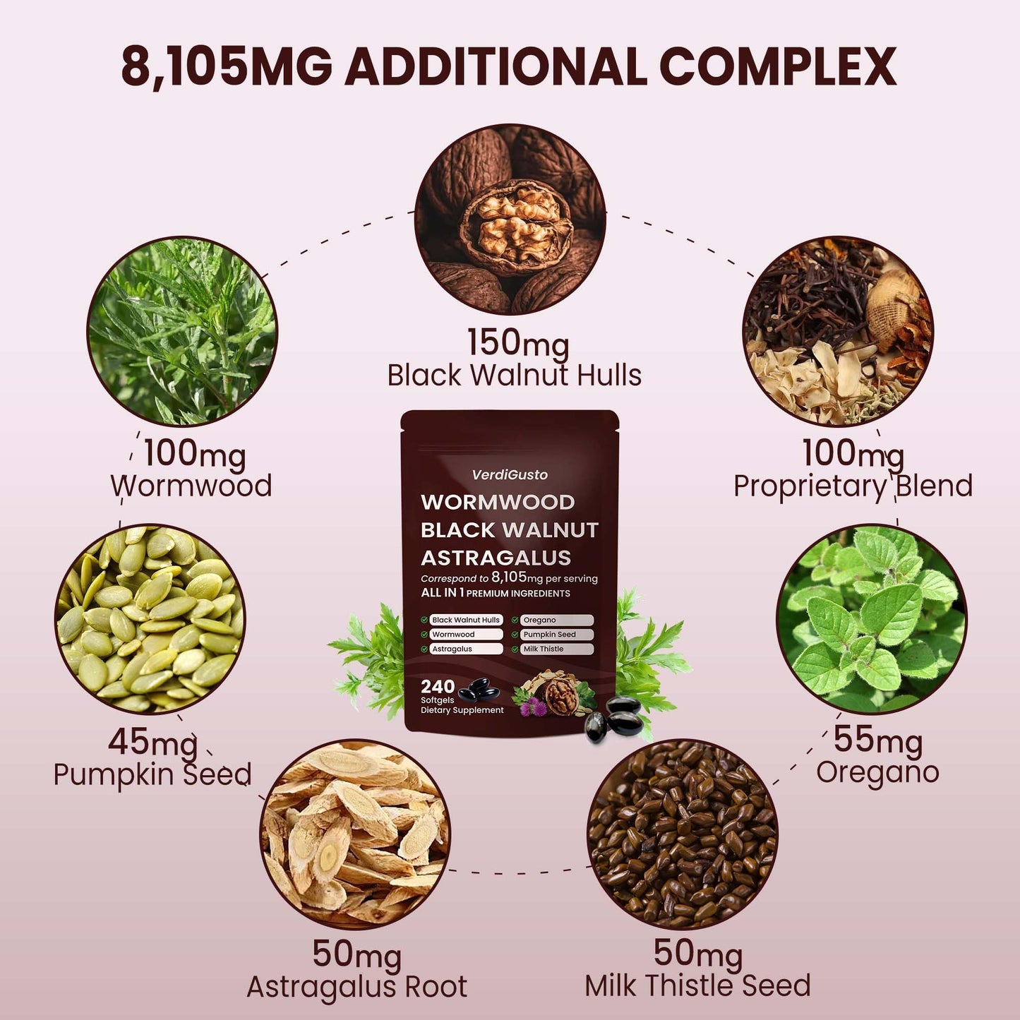 VerdiGusto Wormwood Black Walnut 240 Softgels