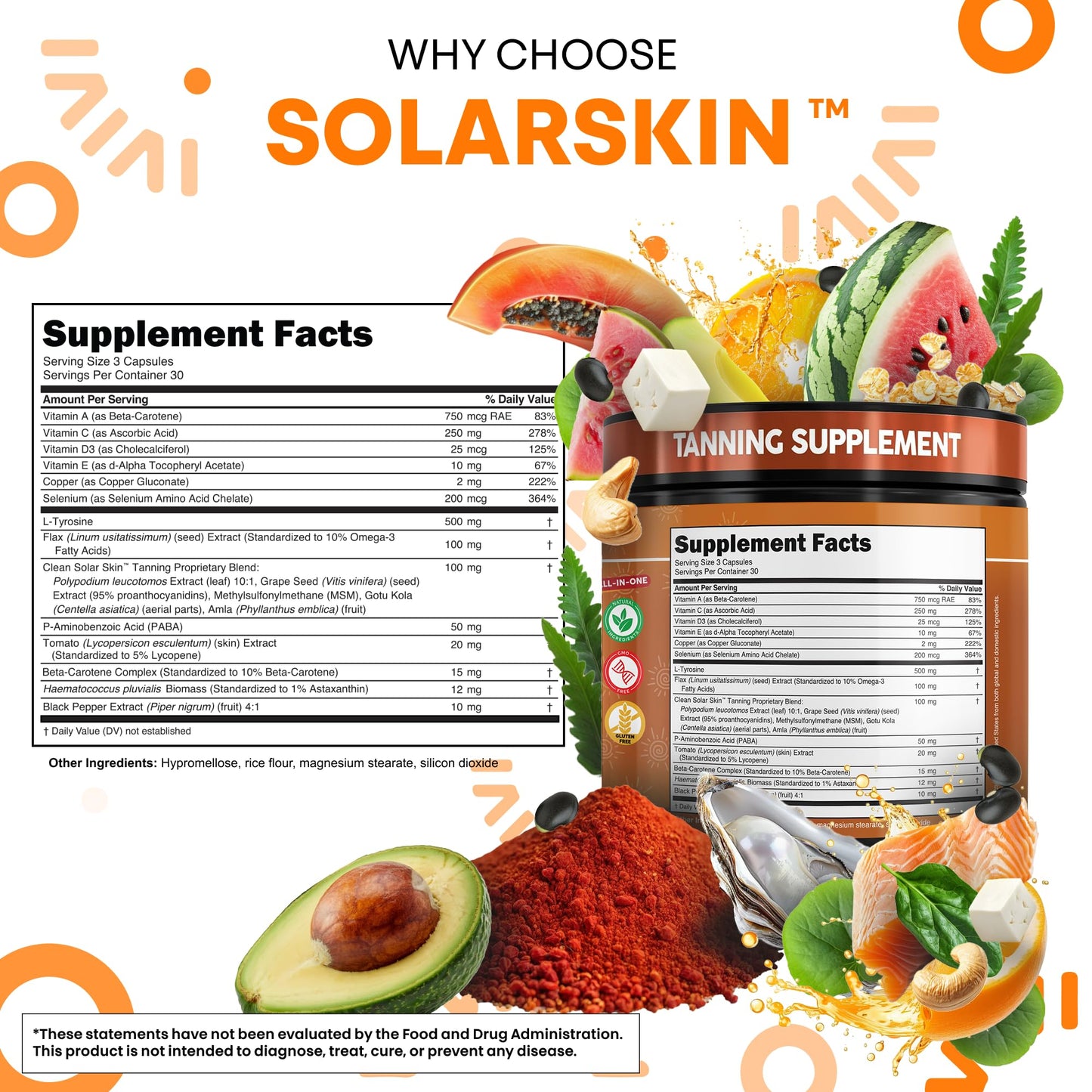 Clean Nutraceuticals Solar Skin Astaxanthin Tanning Supplement Capsules, 90 Capsules
