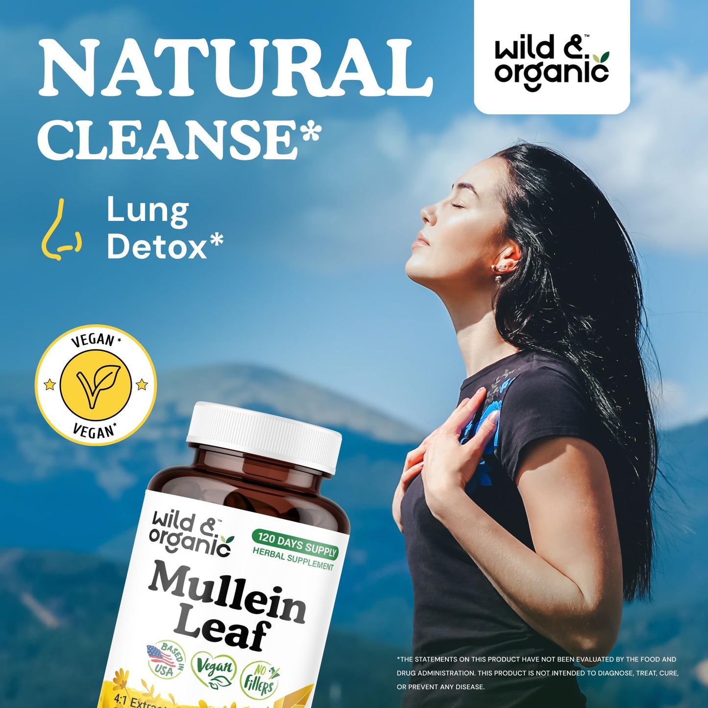 Wild & Organic Mullein Capsules 120 Count