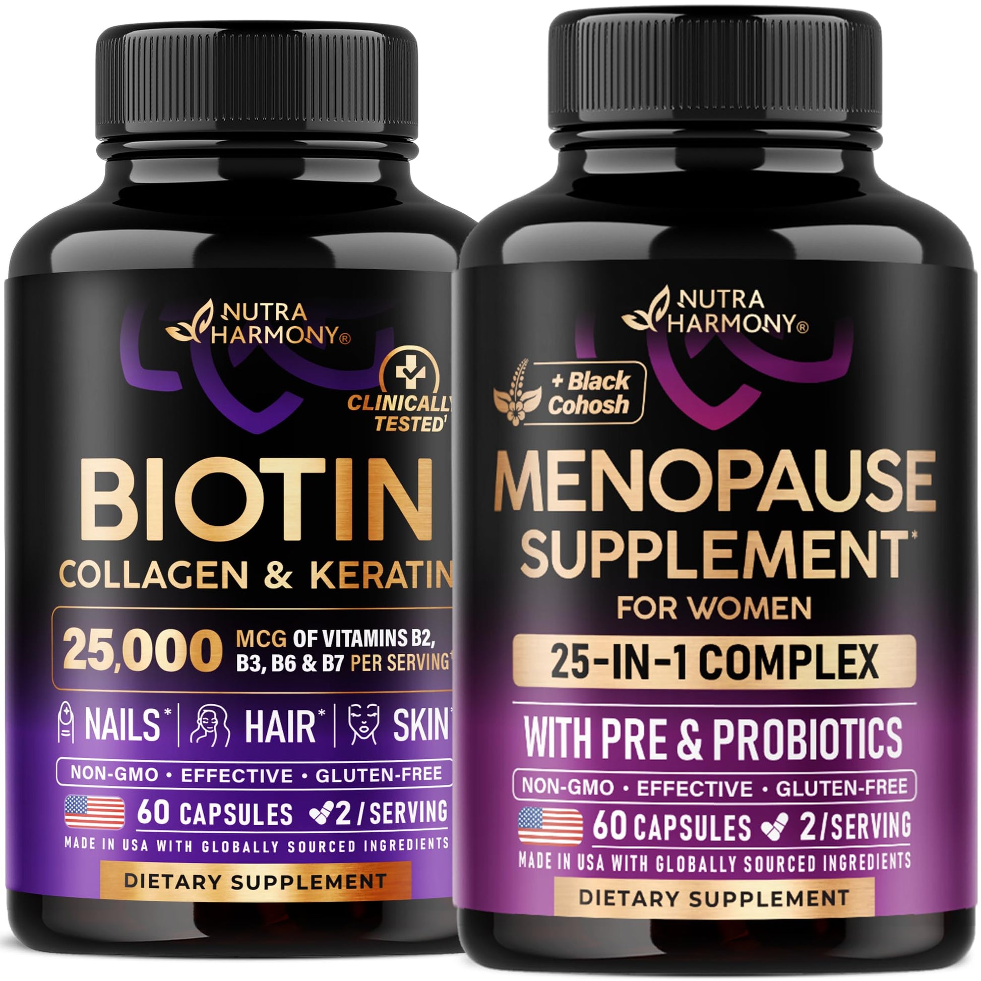 NUTRAHARMONY Biotin, Collagen, Keratin & Menopause 120 Capsules