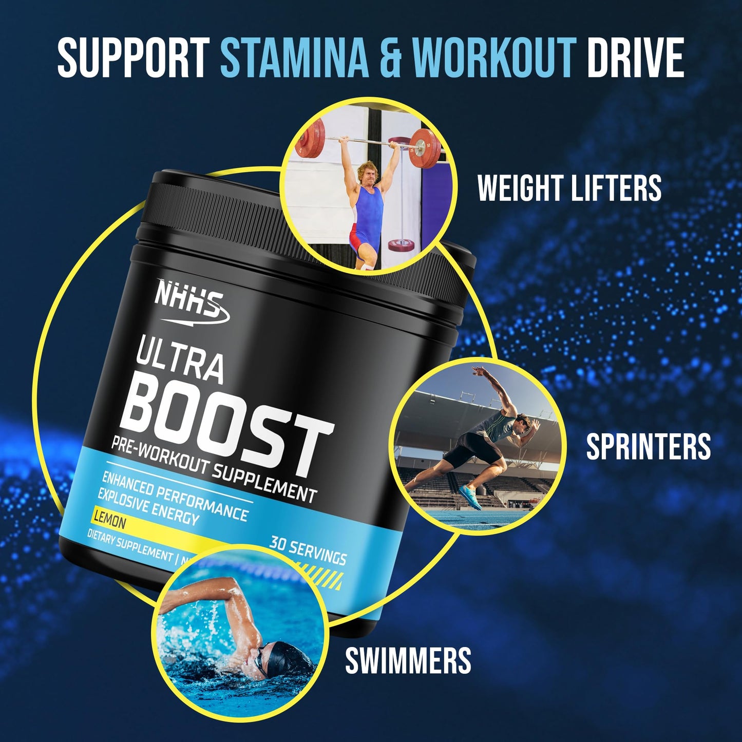 NHHS Ultra Boost Pre-Workout Powder, Lemon Flavor, 10.58 oz