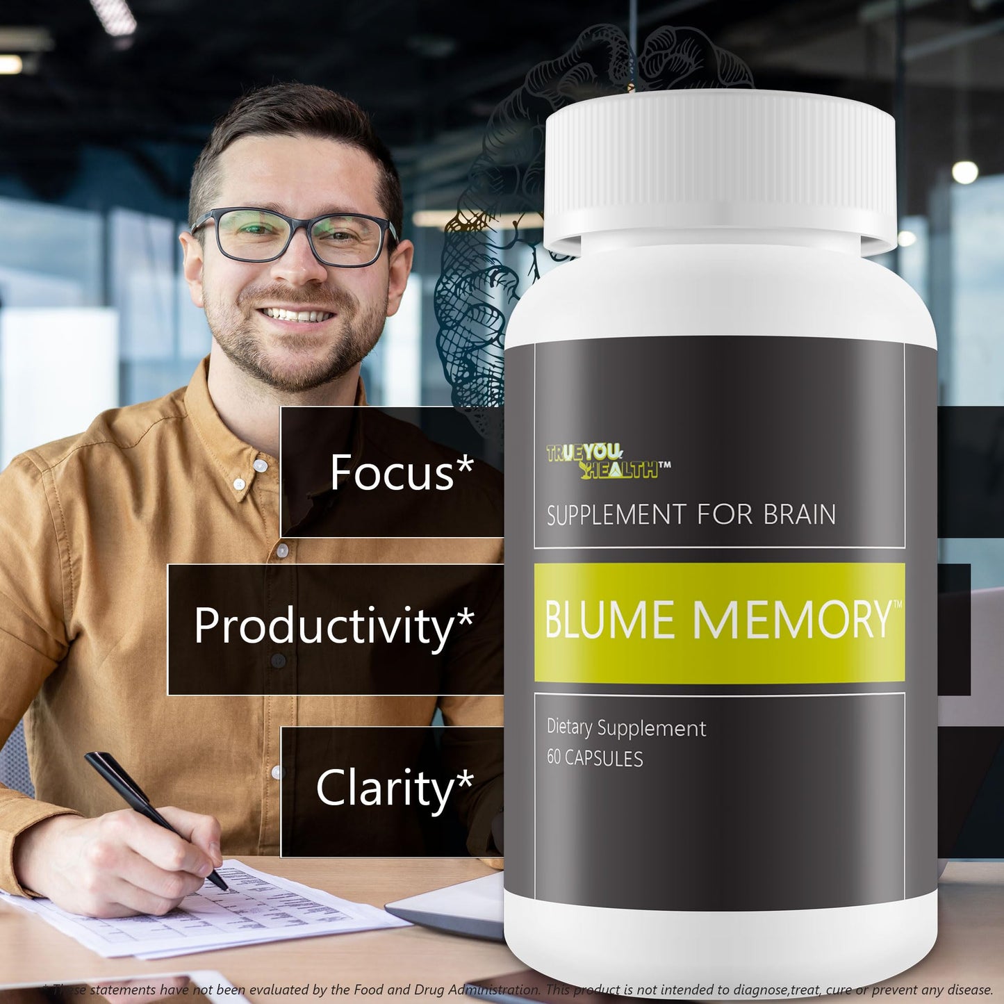 True You Health Blume Memory Supplement for Brain 60 Capsules