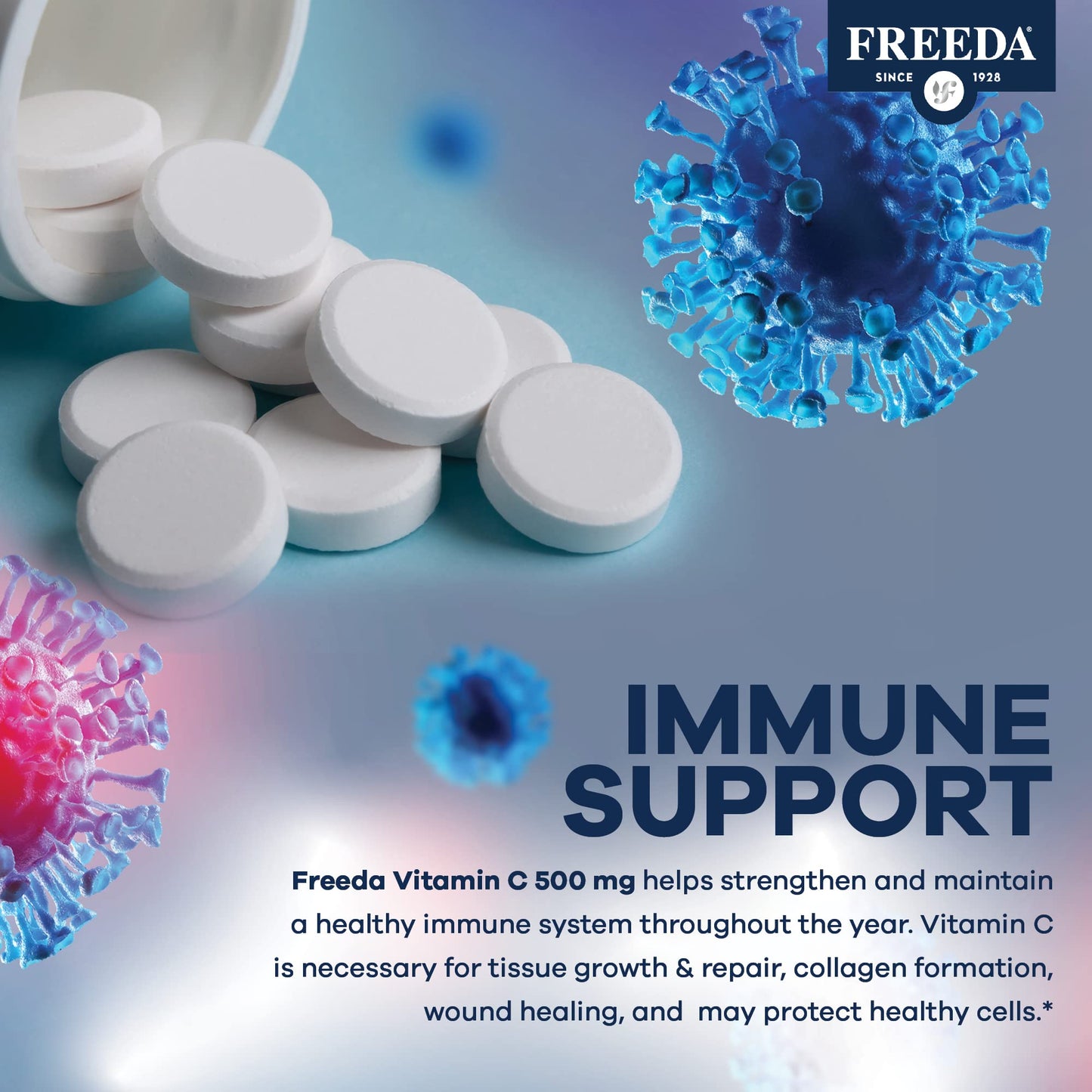 FREEDA Vitamin C 500mg Tablets, 100 Count