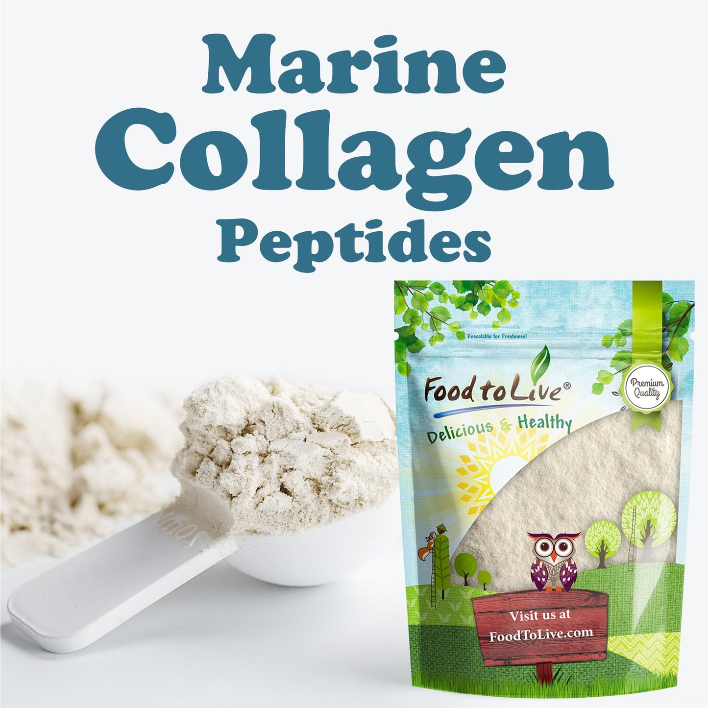 Food to Live Marine Collagen Peptides Powder, 12 oz