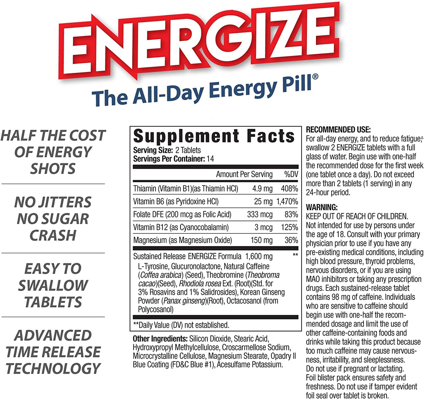 iSatori Energize Caffeine Pills, 28 Tablets