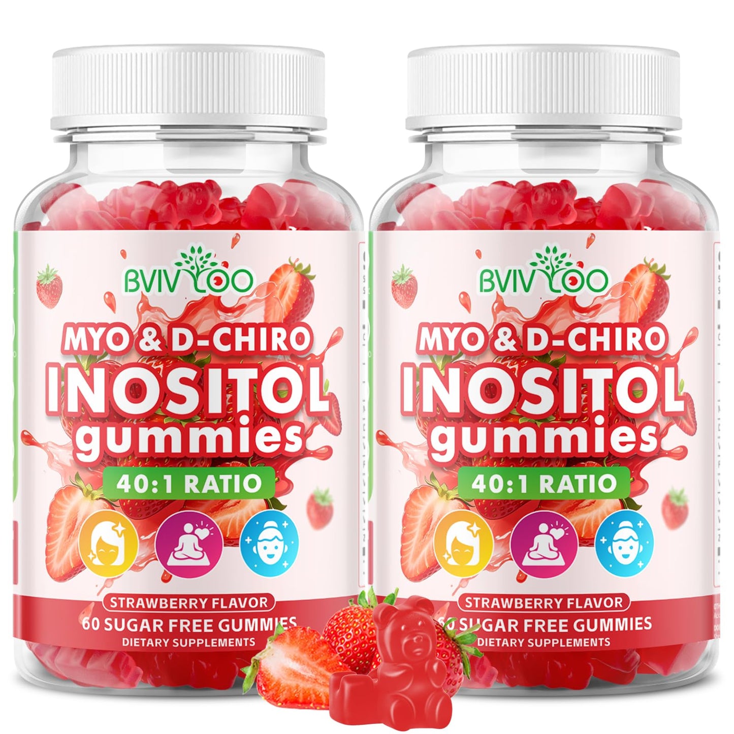 BVIVLOO Myo-Inositol & D-Chiro-Inositol Gummies, 2 Pack