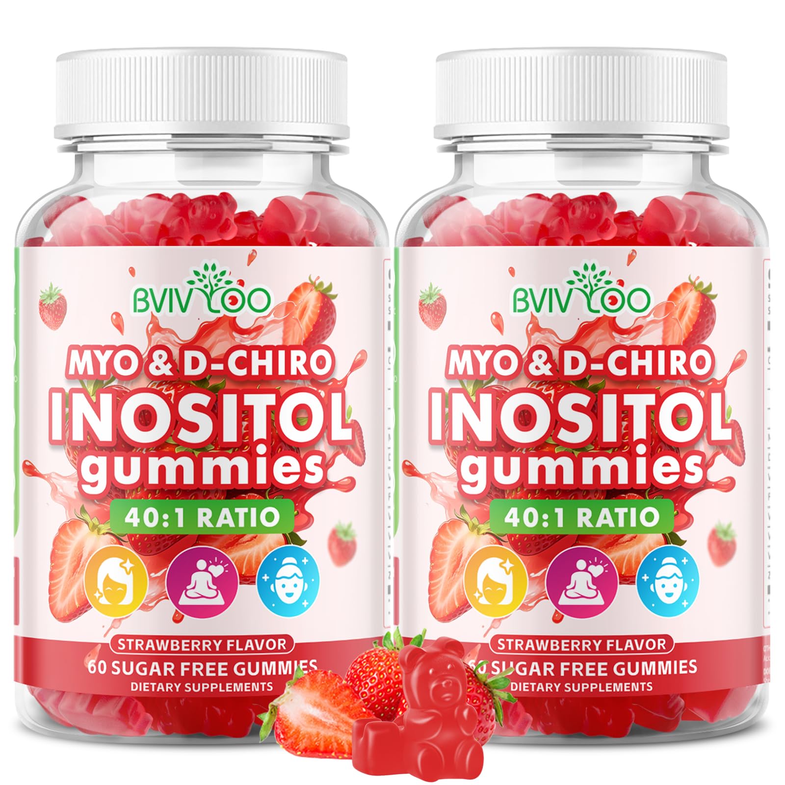 BVIVLOO Myo-Inositol & D-Chiro-Inositol Gummies, 2 Pack