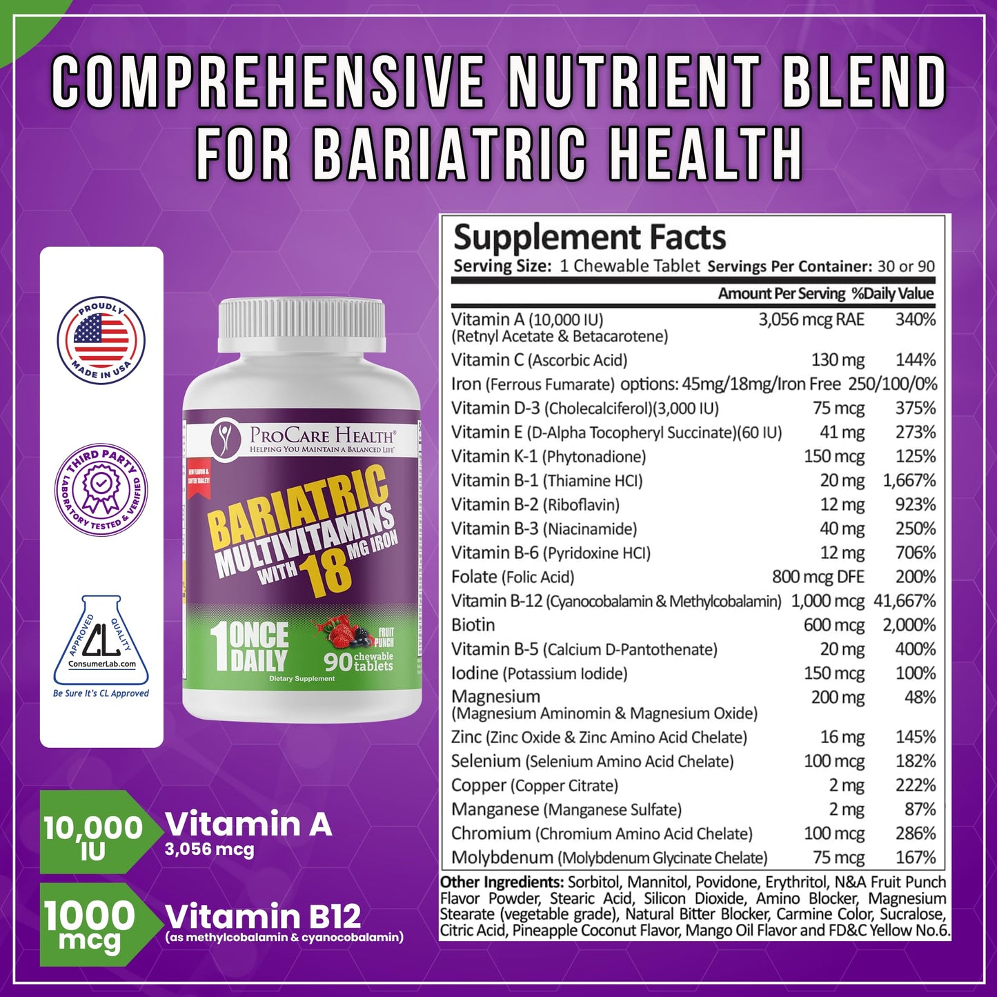 ProCare Health Core-18 Bariatric Multivitamin Capsules 90 Count