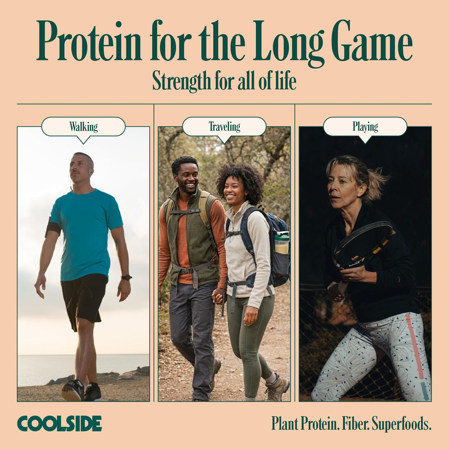Coolside Clean Plant-Based Protein Powder with Probiotics, Chocolate, 30 Servings