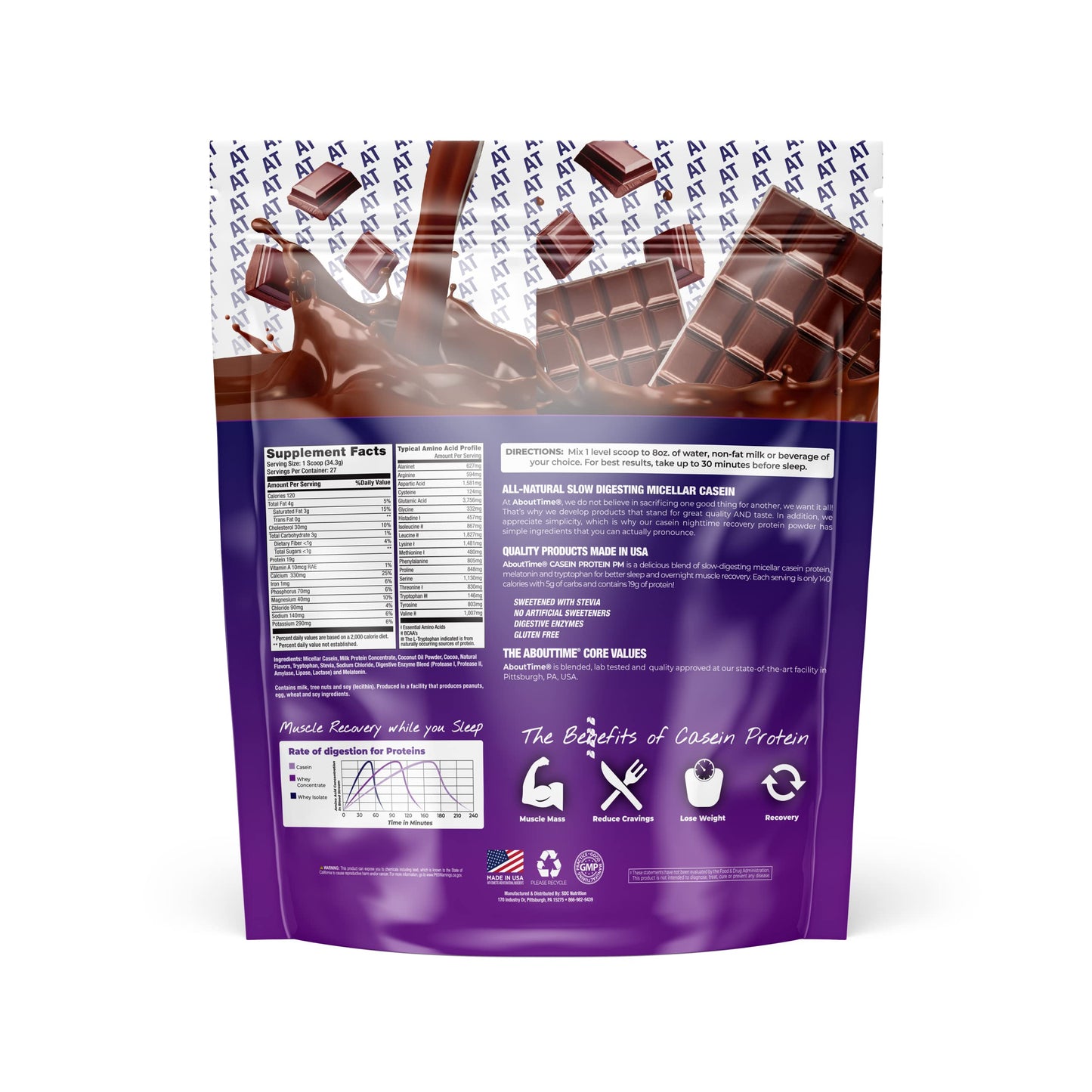 About Time Casein Protein Powder Chocolate 2.04 lb