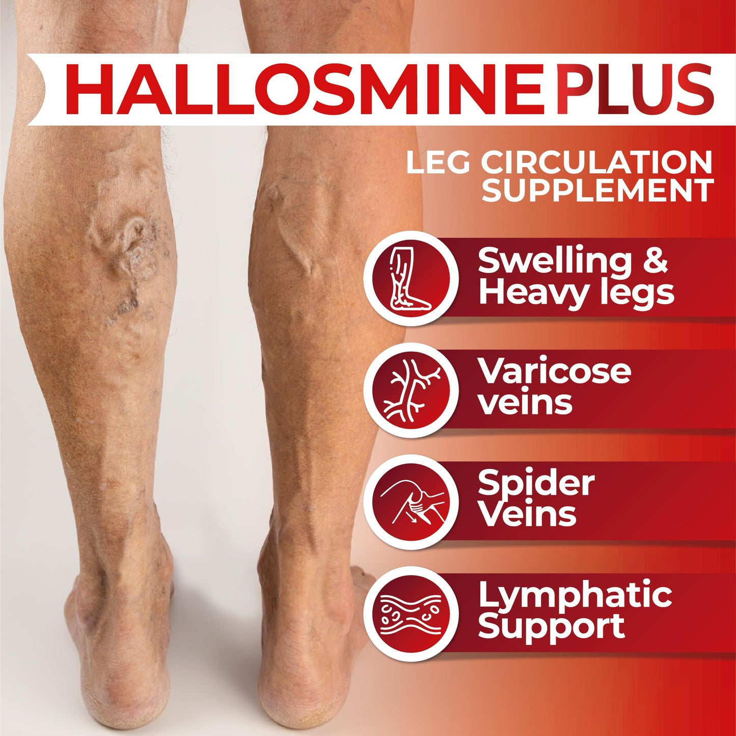 Hallusa Natural Hallosmine Plus Diosmin 500mg Supplement Capsules, 60 Count