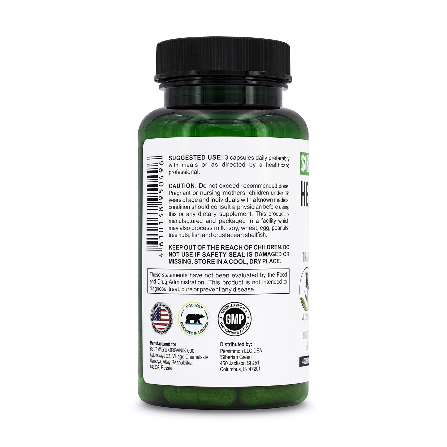 Siberian Green Herbal Liver Detox with Milk Thistle Artichoke Dandelion 60 Capsules