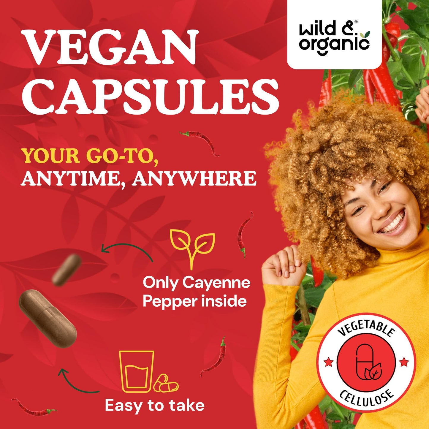 Wild & Organic Cayenne Pepper Capsules 500 mg 90 Count
