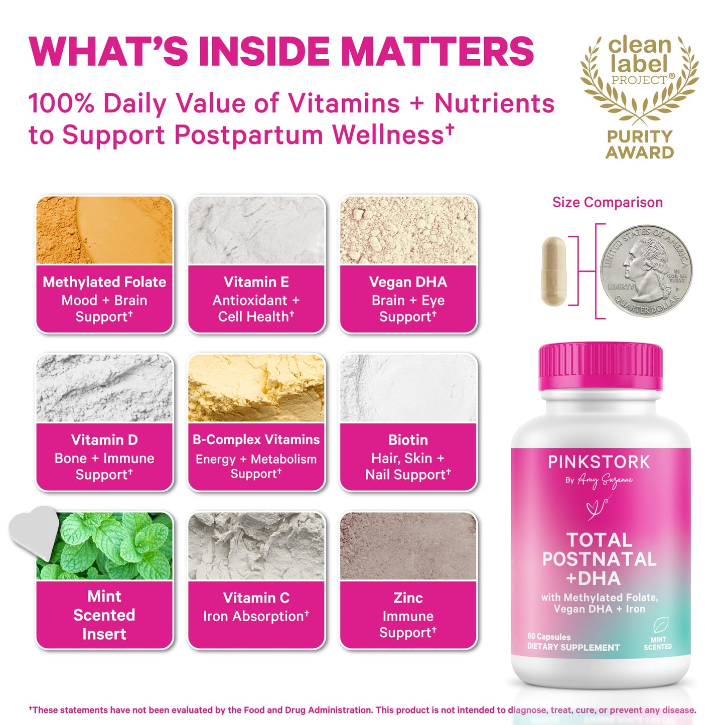 Pink Stork Total Postnatal Vitamins for Women 60 Capsules