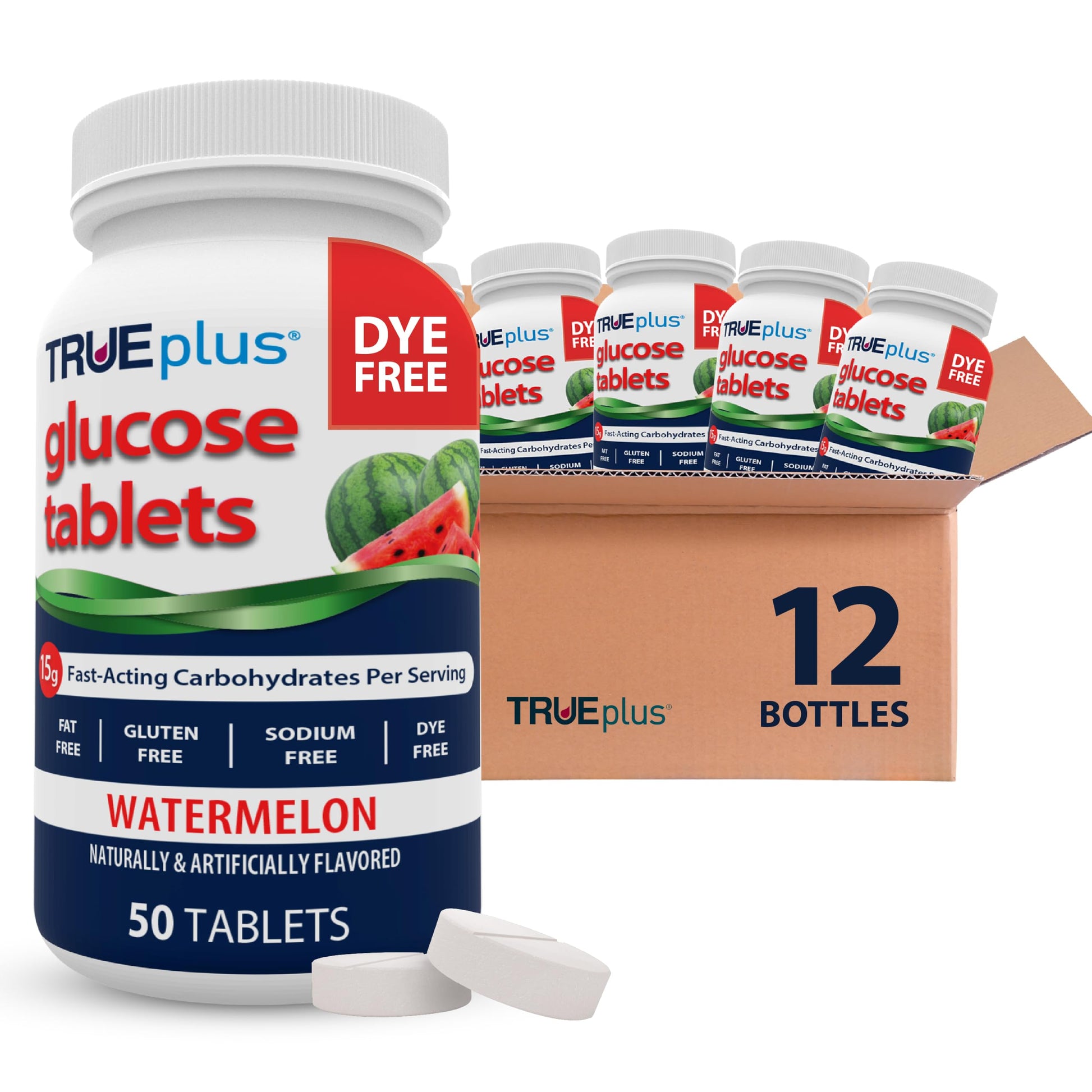 TRUEplus Glucose Tablets Chewable, 12 Bottles