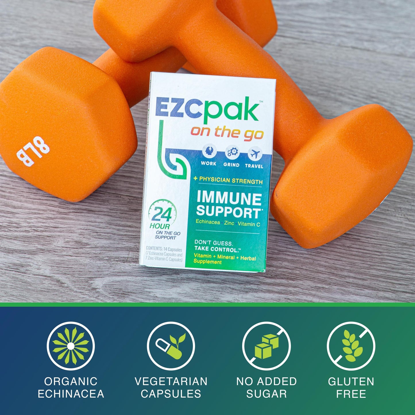 EZC Pak On The Go Immune System Booster with Echinacea Zinc Capsules, 6 Capsules