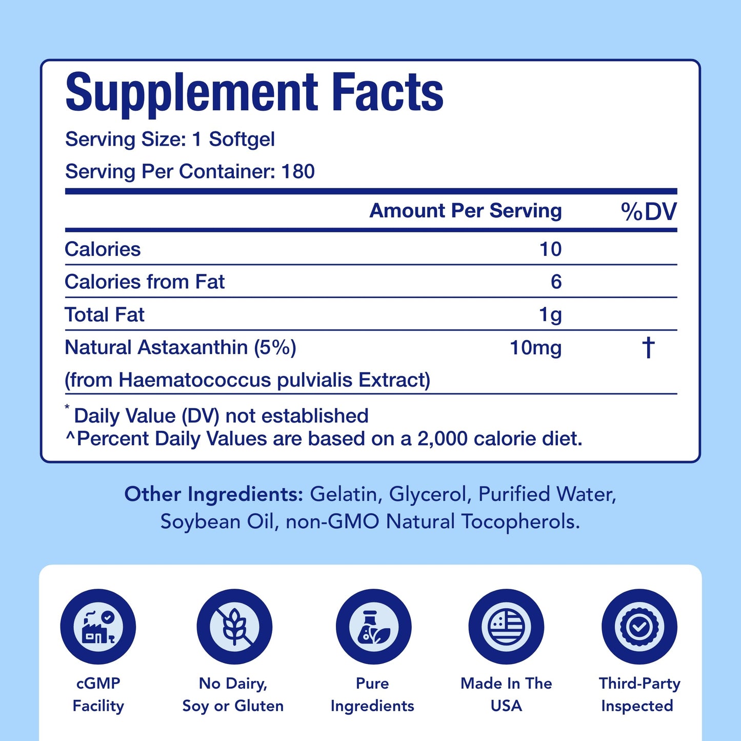 NasaBeahava Astaxanthin Supplement Capsule 180 Count