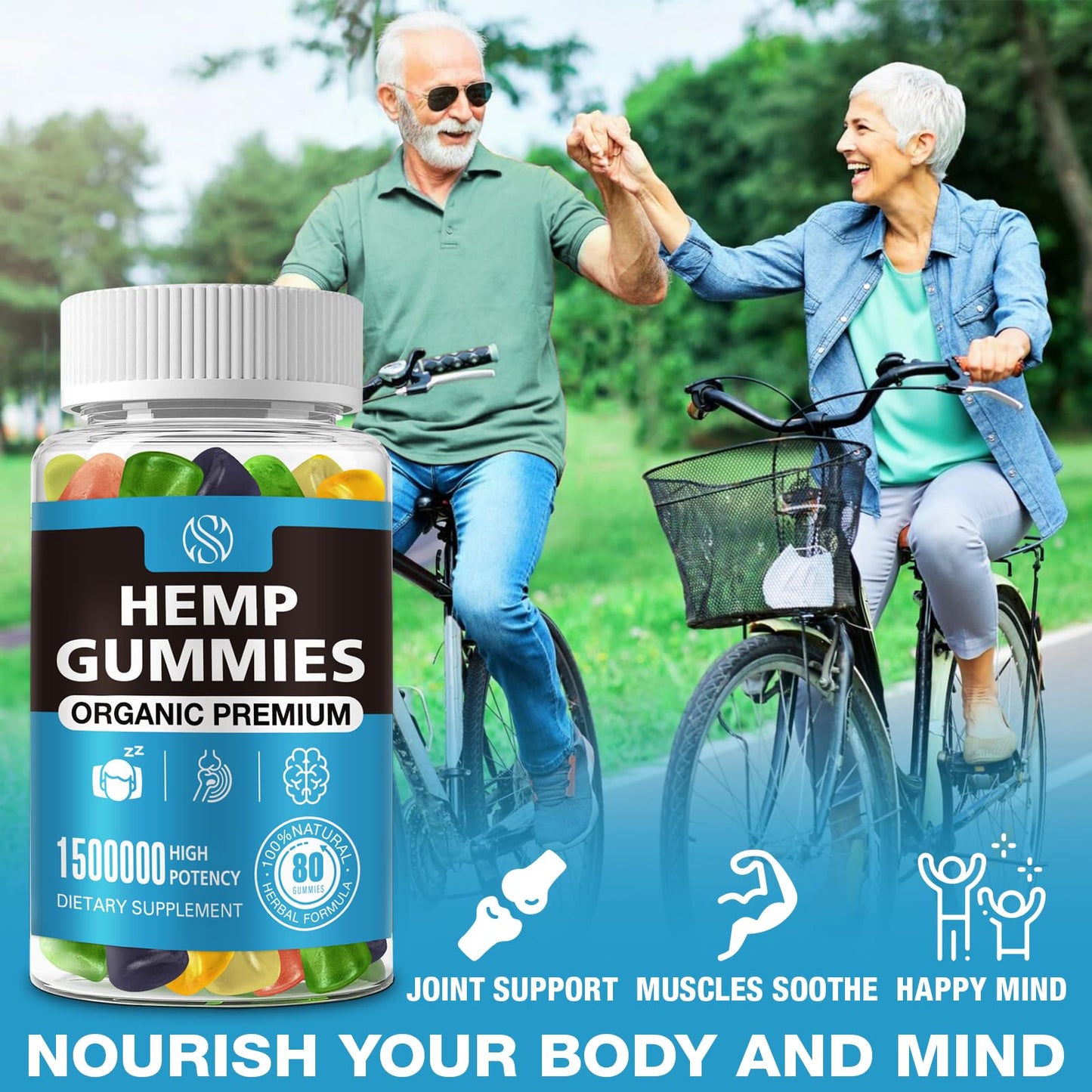 SUOOCH Hemp Gummies - Pure Extra Strength Organic Hemp Oil Extract, Gummy, 80 Count