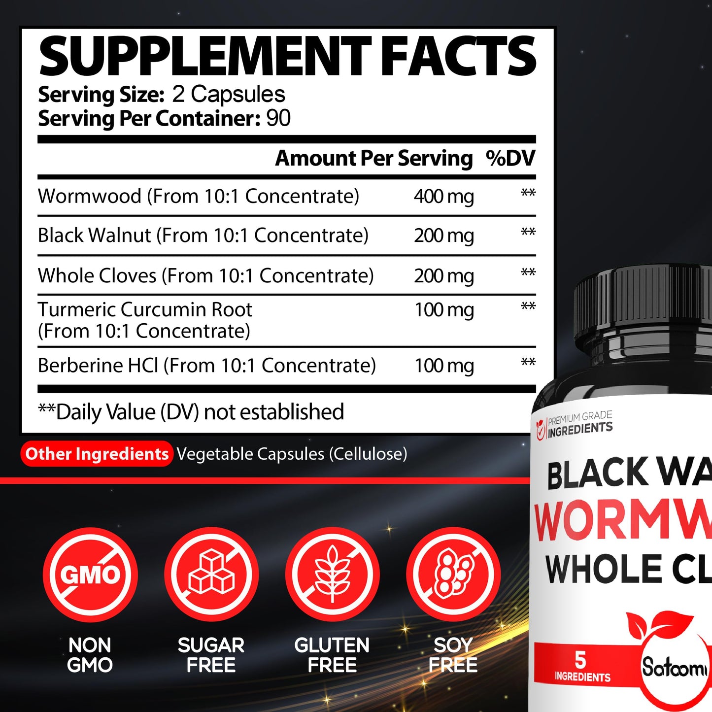 Satoomi 5 in 1 Wormwood Capsules - 180 Count