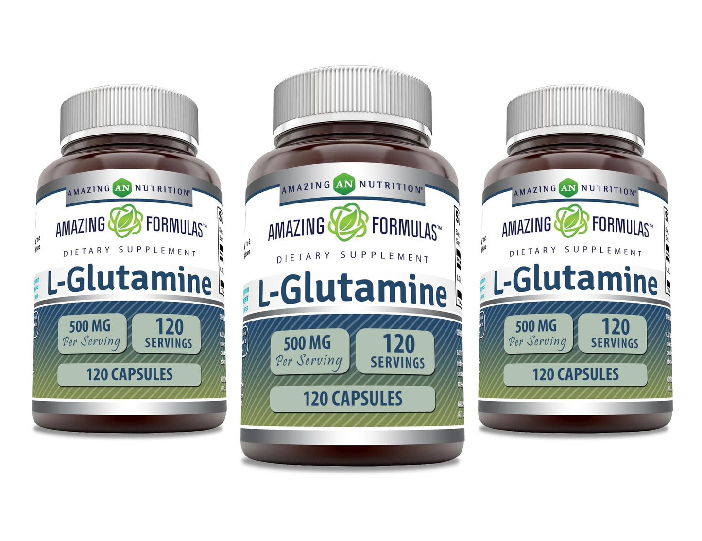 Amazing Nutrition L-Glutamine 500 mg Capsules, Non-GMO, Gluten Free, 360 Capsules