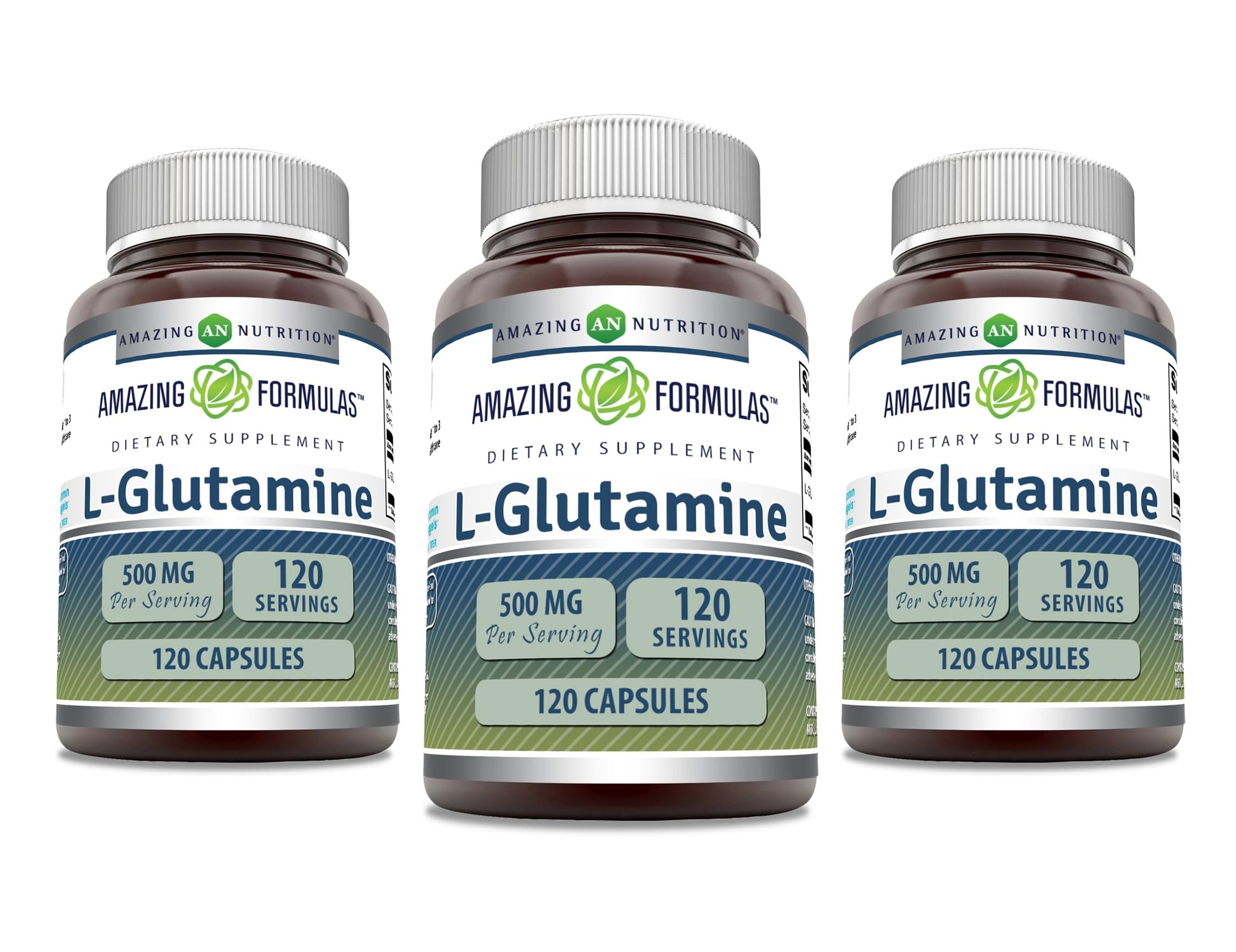 Amazing Nutrition L-Glutamine 500 mg Capsules, Non-GMO, Gluten Free, 360 Capsules