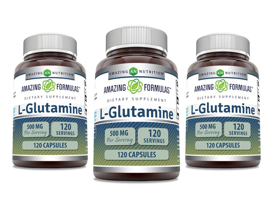 Amazing Nutrition L-Glutamine 500 mg Capsules, Non-GMO, Gluten Free, 360 Capsules