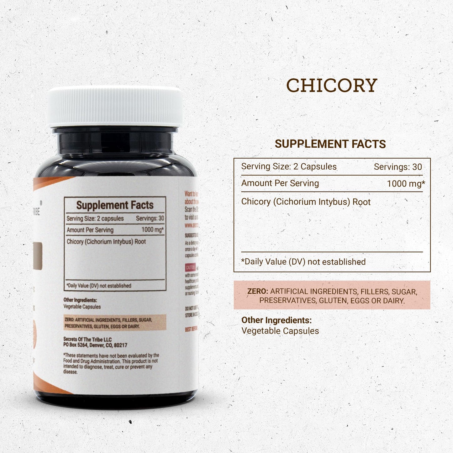 Secrets of the Tribe Chicory Capsules 60 Count