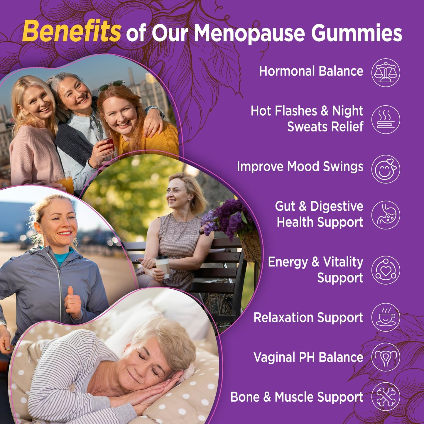 NATISLAND Menopause Supplements for Women Gummies, 60 Count