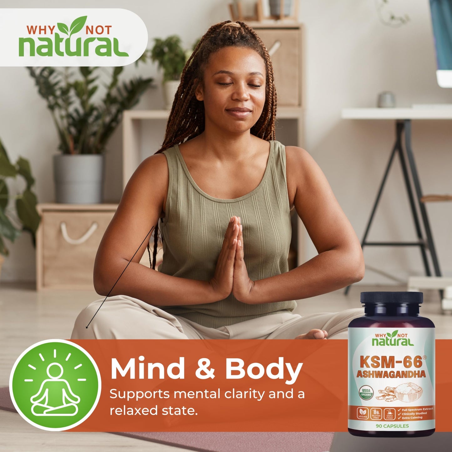 Why Not Natural Ashwagandha KSM-66 Capsules, 90 Count