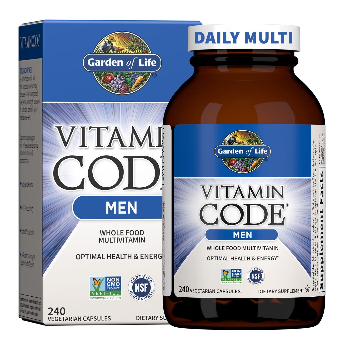 Garden of Life Vitamin Code Men's Multivitamin with Probiotics - Heart Health, Prostate Health and Digestive Support, 240 Capsules