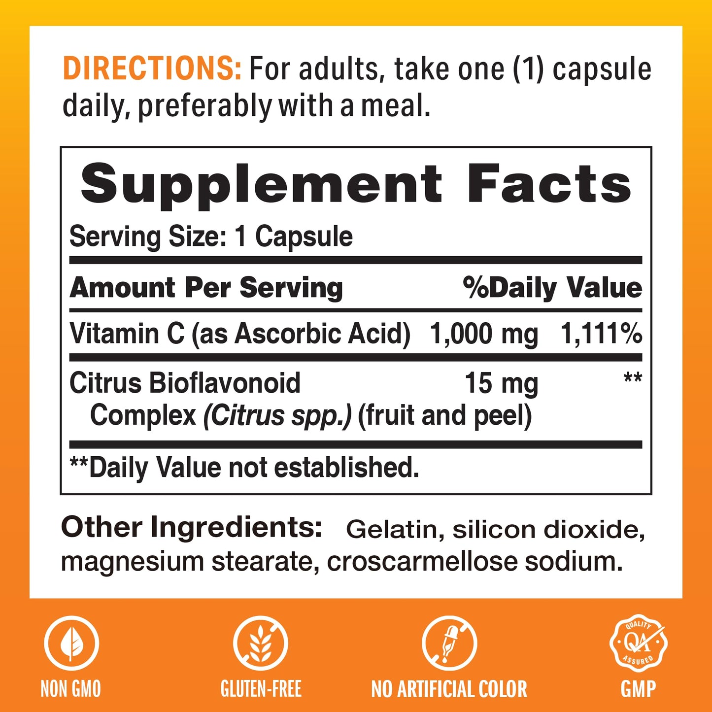 Vitamin World Vitamin C 1000 mg with Bioflavonoids, Immune Support, Antioxidant Protection, Vitamin C Supplement for Collagen Production, Bone & Skin Health, Gluten Free, 100 Capsules