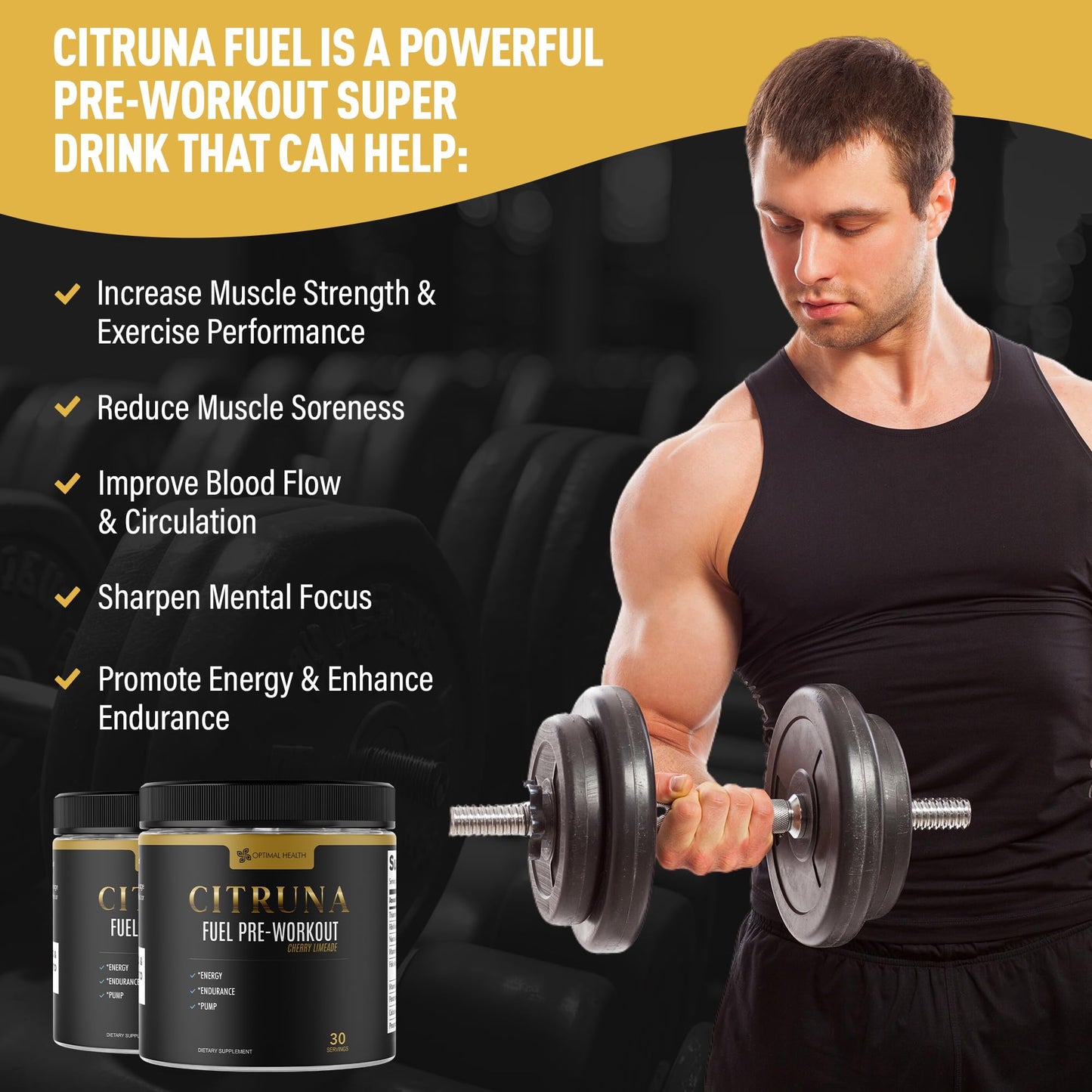 Citruna Fuel Pre Workout Mix and Energy Supplement Powder 6.35 Ounce