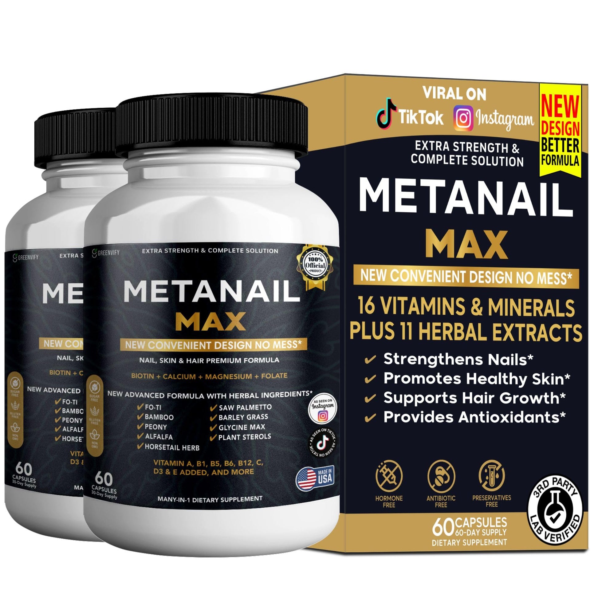 GREENVIFY Metanail Max Hair, Skin & Nail Supplement Capsule, 120 Capsules
