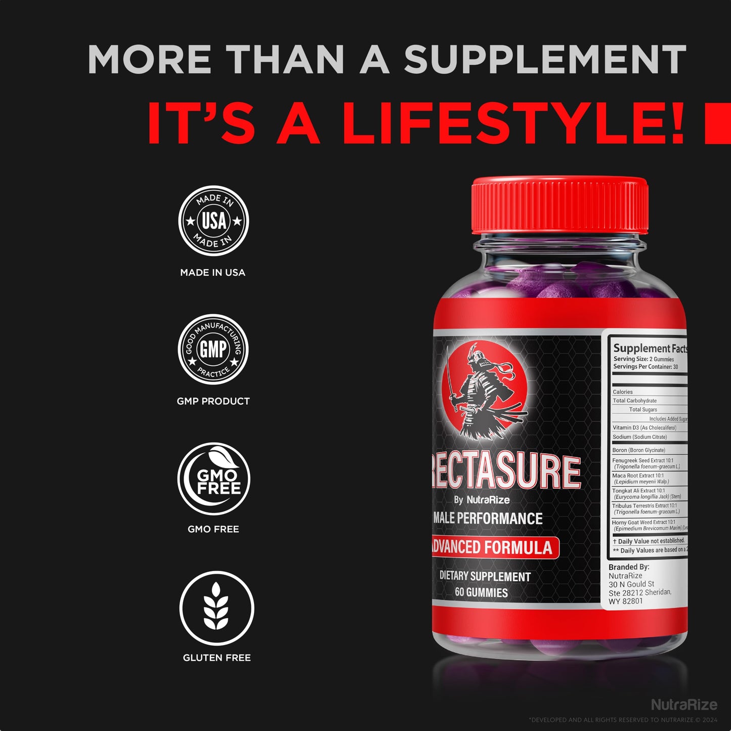 NutraRize Erectasure Gummies for Men – Official ME Formula with Natural Blend to Support Male Energy, Stamina & Performance, 60 Gummies