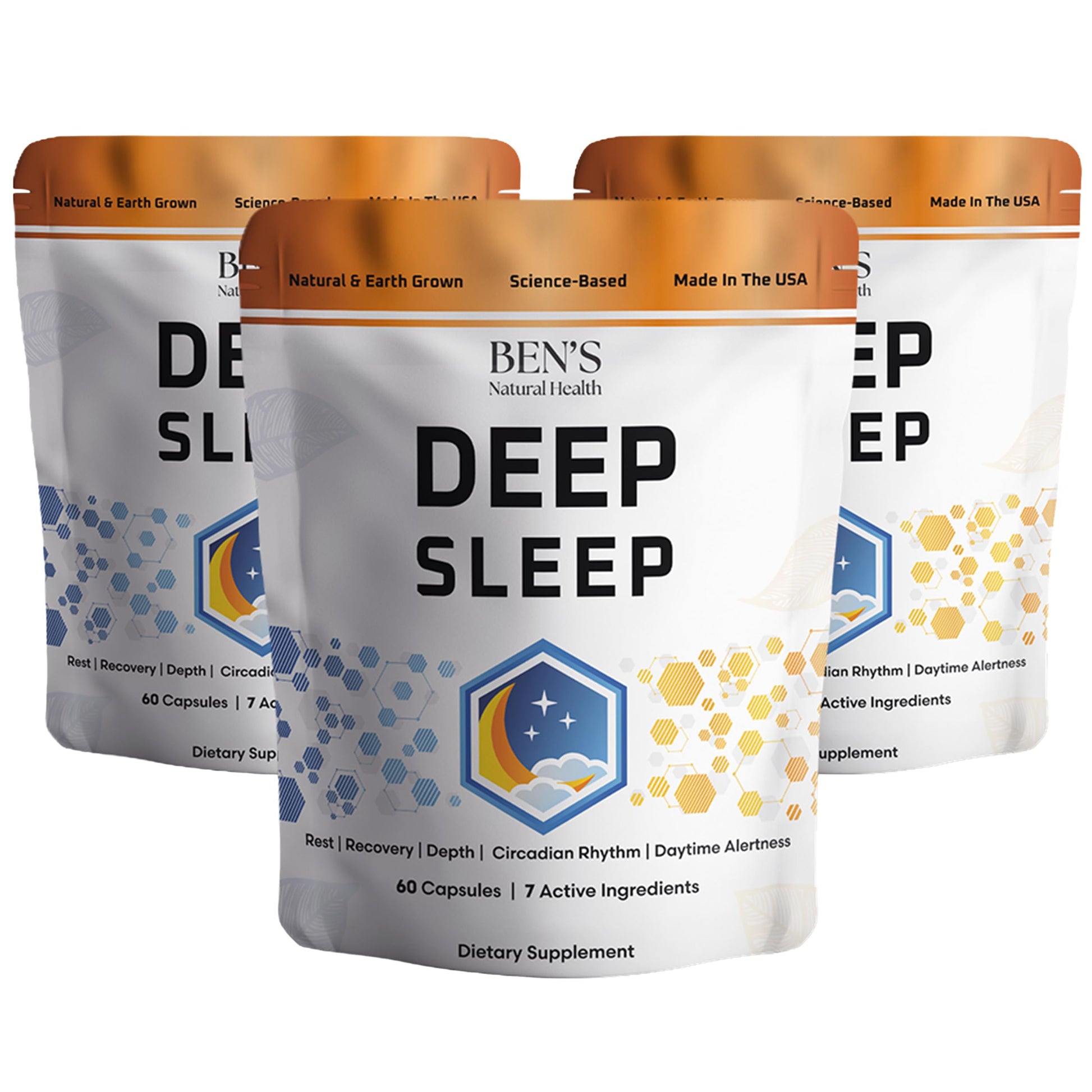 Ben's Natural Health Deep Sleep Support Supplement with Melatonin, Ashwagandha, L-Theanine, Chamomile and Lavender Capsules 180