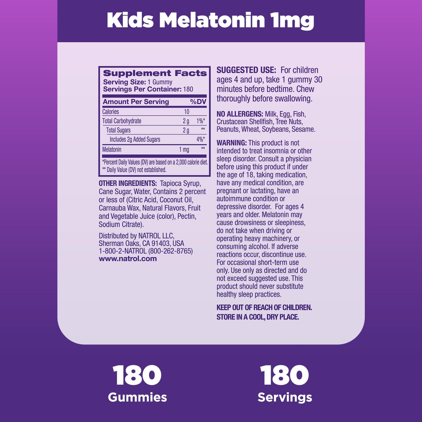 Natrol Kids Melatonin Gummies 180 Count