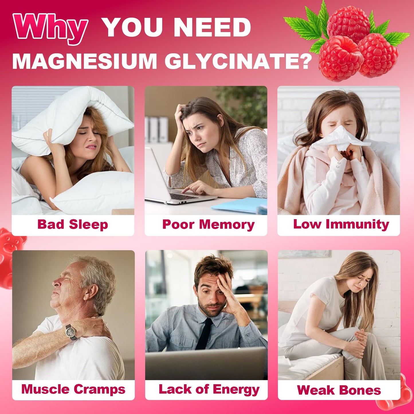 Biokynt Magnesium Glycinate Gummies 600mg, High Absorption Magnesium Supplement, 120 Gummies