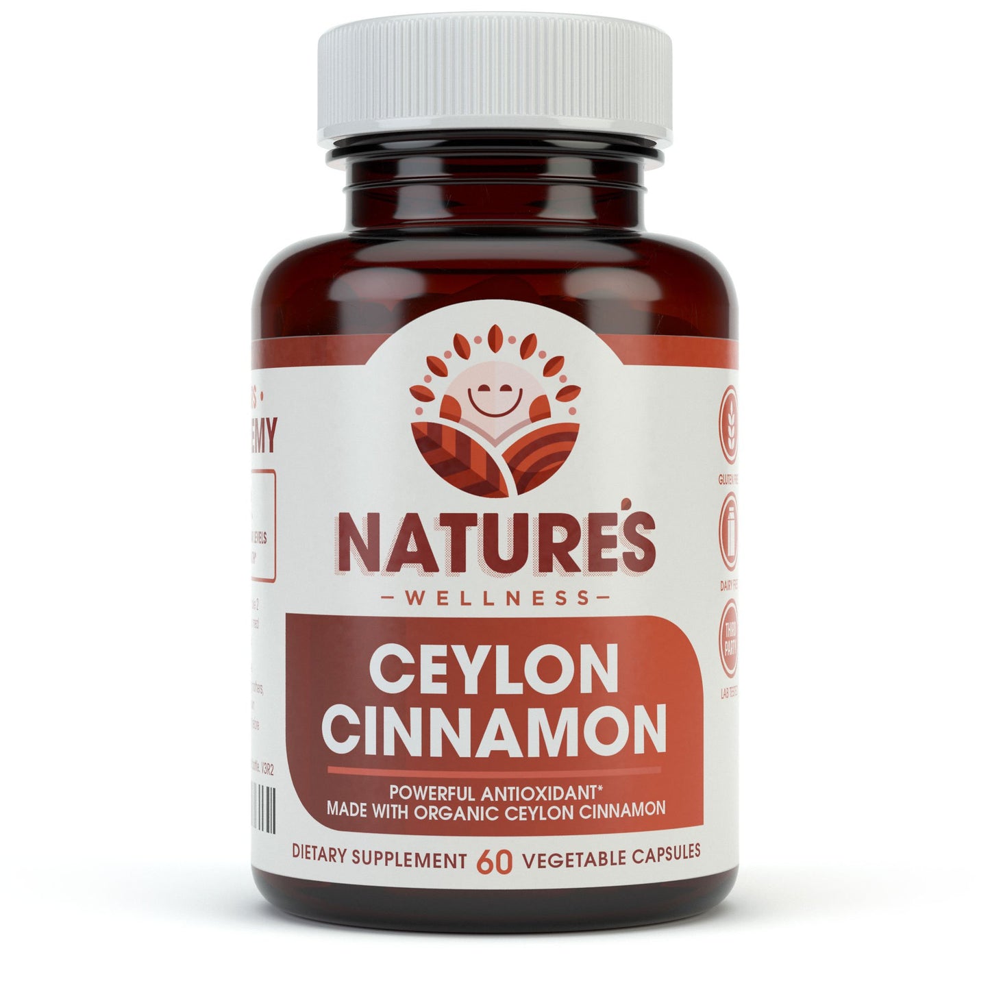 Natures Wellness Organic Ceylon Cinnamon 1200 mg Capsules, 60 Veg Capsules
