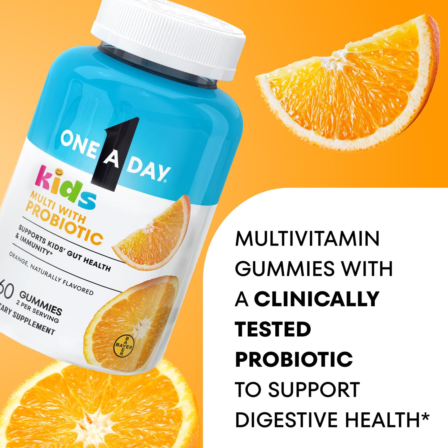 ONE A DAY Kids Multivitamin with Probiotic Gummy, 60 Count