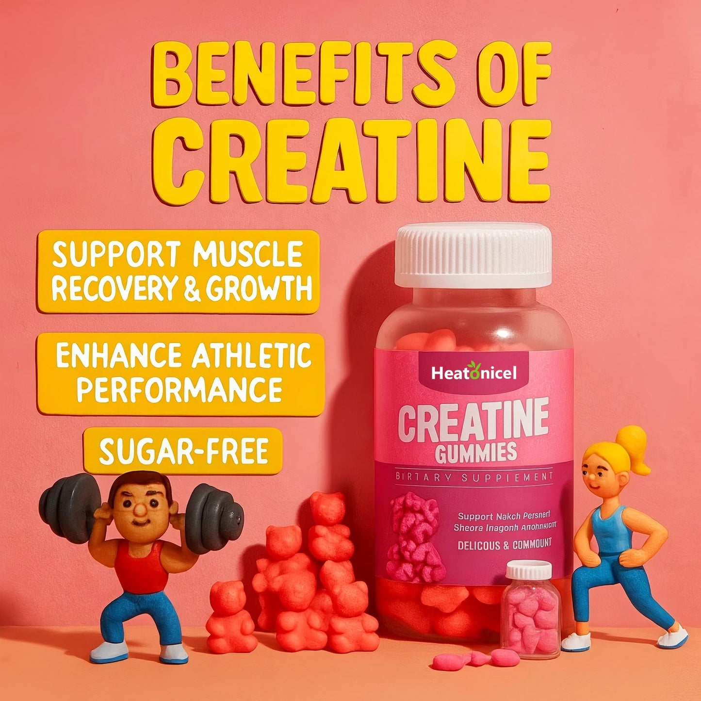 Heatonicel Creatine Monohydrate Gummies 90 Count