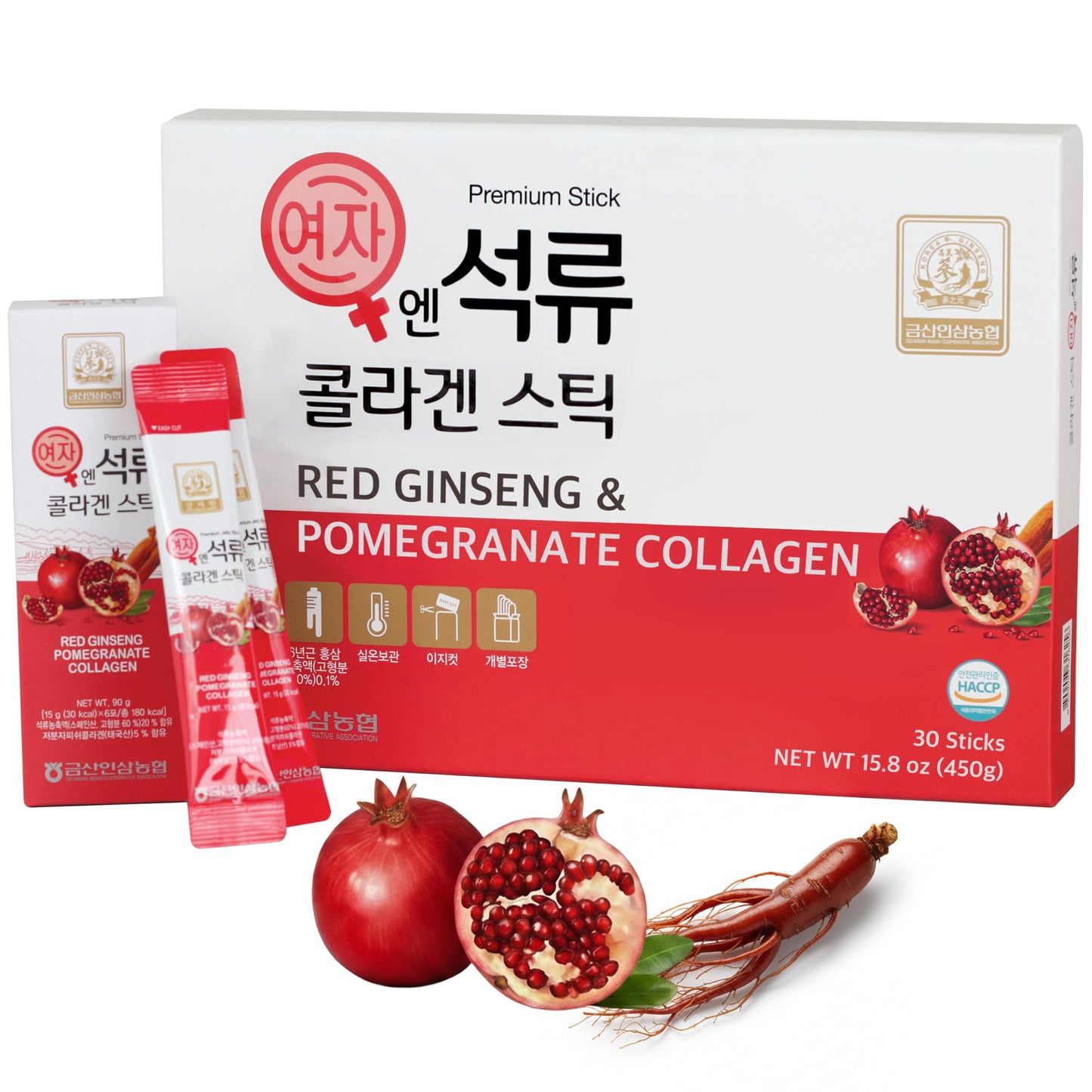 ZIOSTAND Korean Beauty Baekje Geumsan Women's Pomegranate Collagen Jelly Stick Gummy, 30 Count